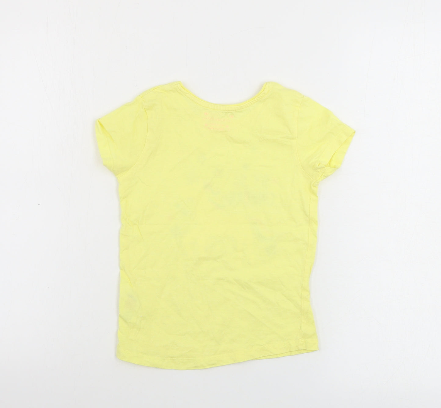 Primark  Girls Yellow   Basic T-Shirt Size 4-5 Years  - unicorn print