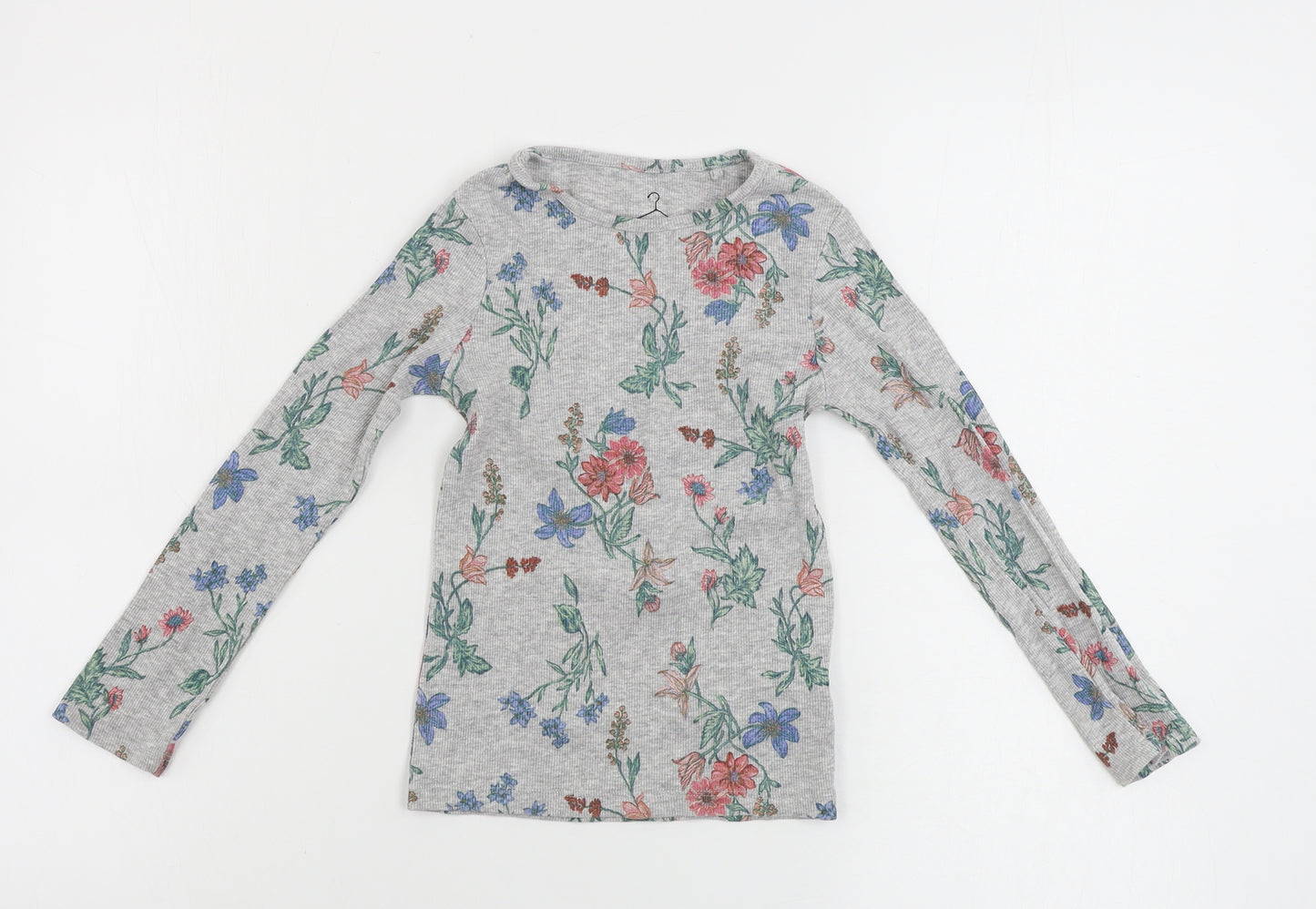 NEXT  Girls Grey Floral  Basic T-Shirt Size 6 Years
