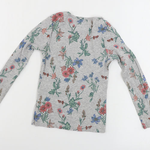 NEXT  Girls Grey Floral  Basic T-Shirt Size 6 Years