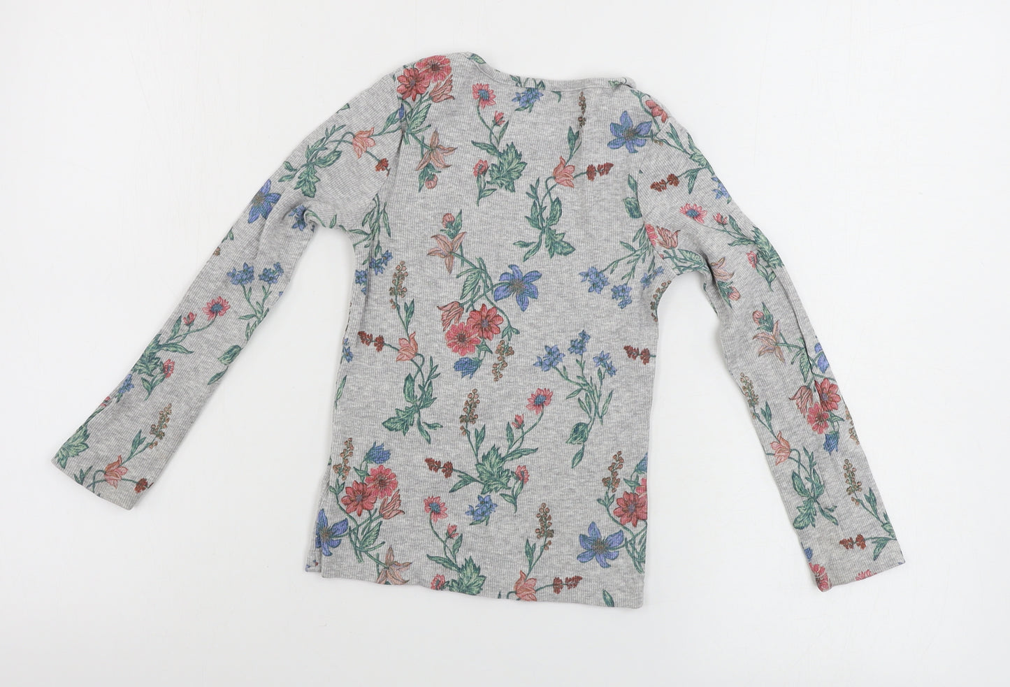 NEXT  Girls Grey Floral  Basic T-Shirt Size 6 Years