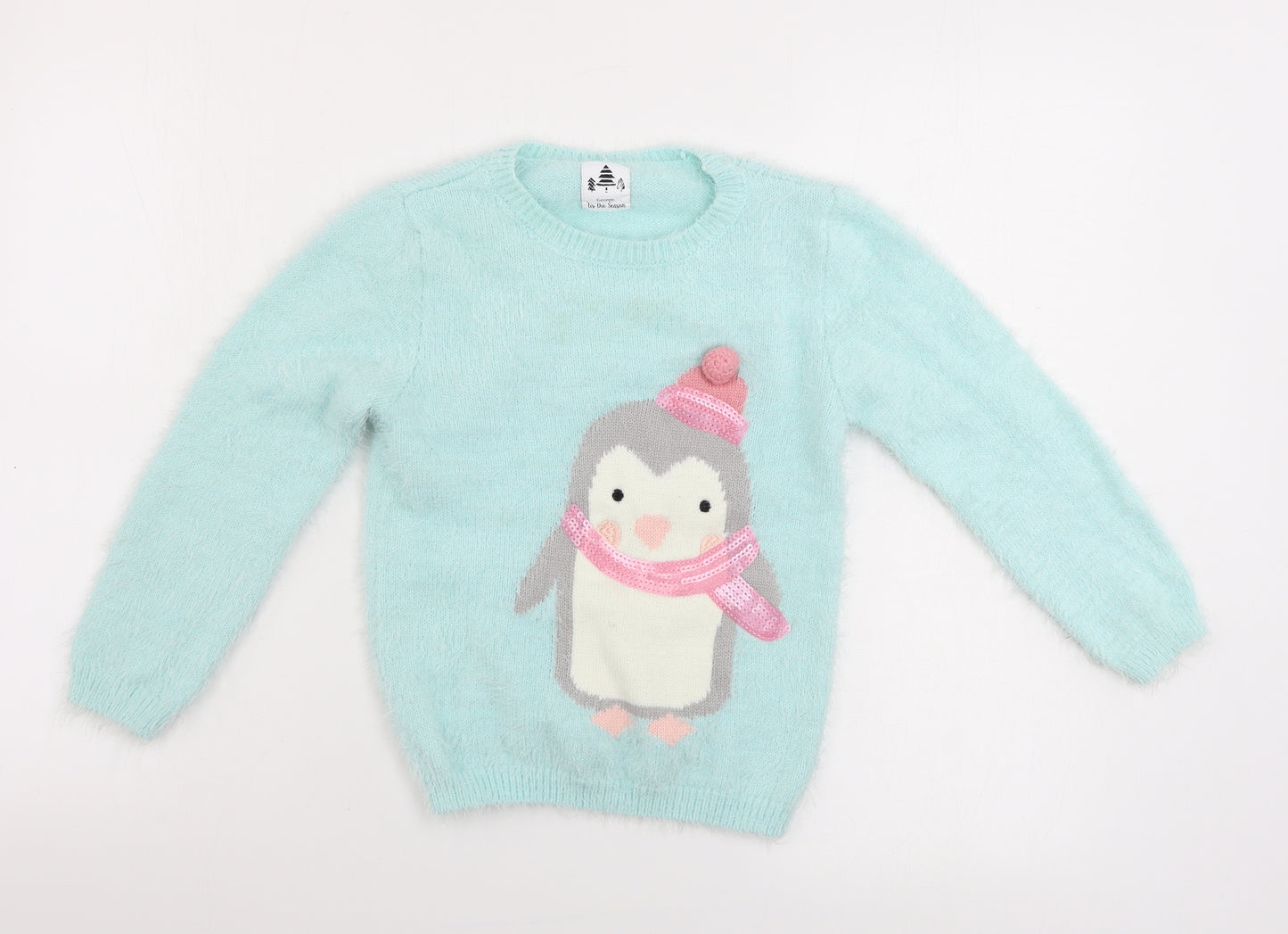 George  Girls Blue   Pullover Jumper Size 5-6 Years