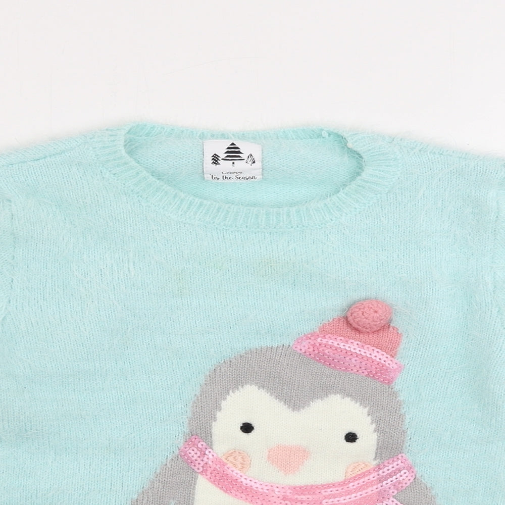 George  Girls Blue   Pullover Jumper Size 5-6 Years