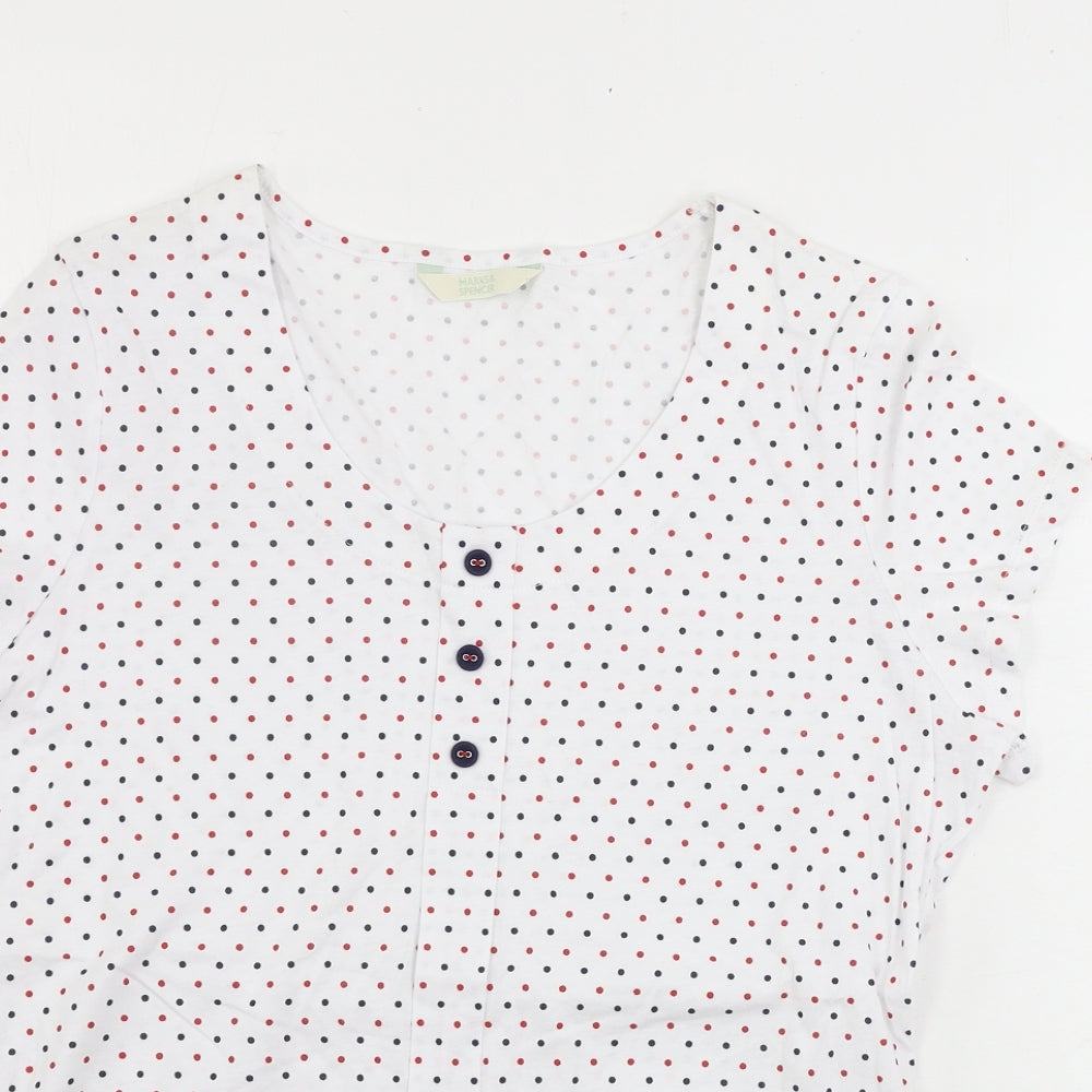 Marks and Spencer  Womens White Polka Dot  Basic T-Shirt Size 14