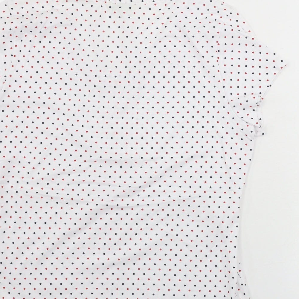 Marks and Spencer  Womens White Polka Dot  Basic T-Shirt Size 14