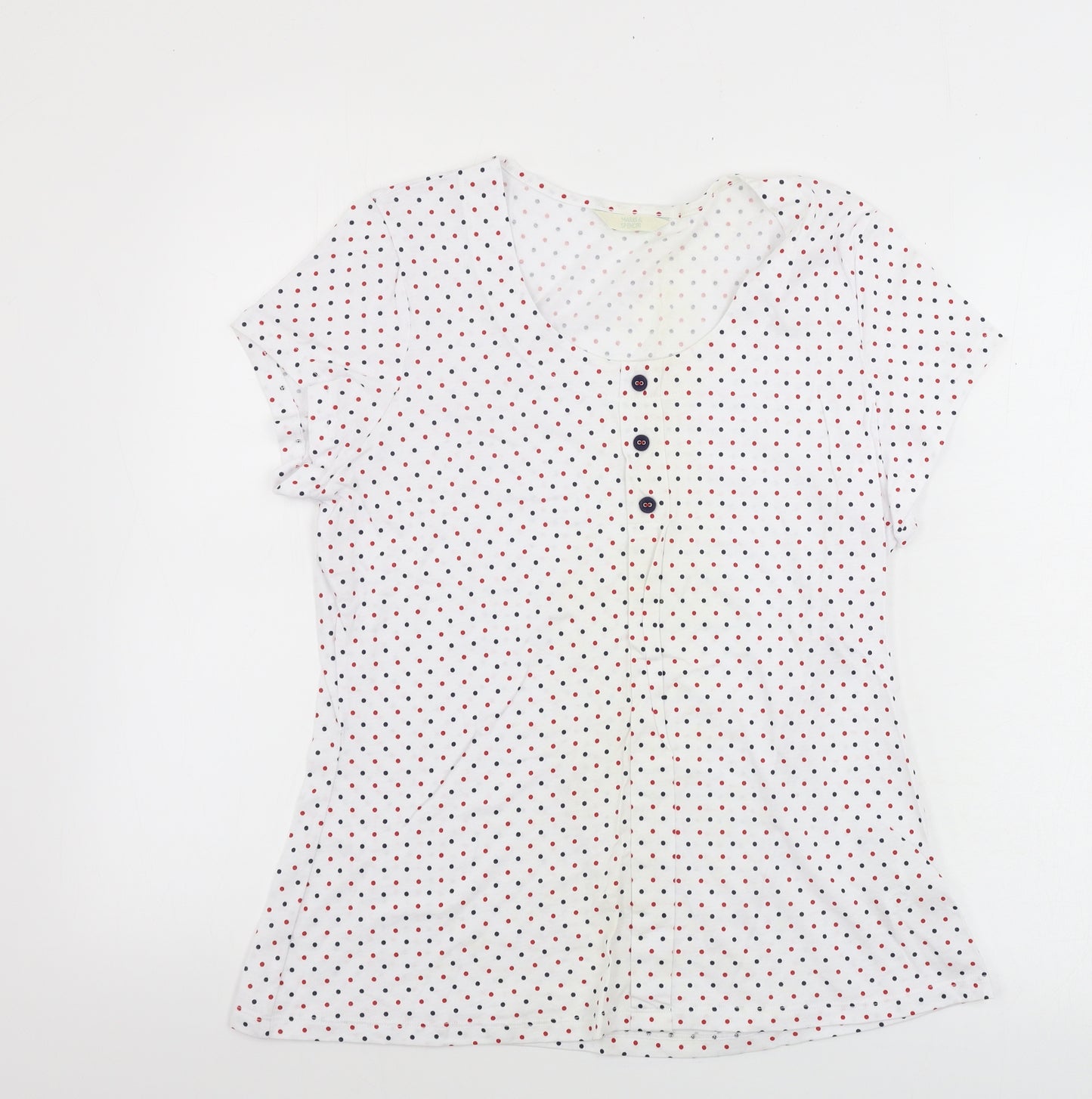 Marks and Spencer  Womens White Polka Dot  Basic T-Shirt Size 14