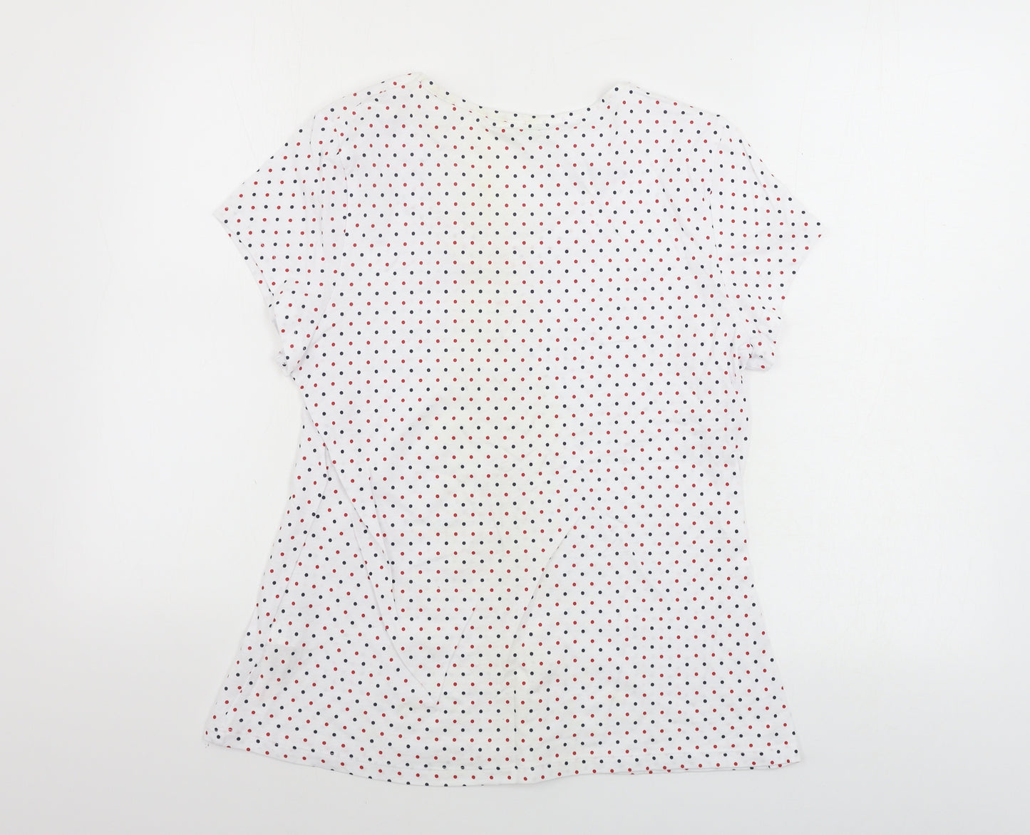 Marks and Spencer  Womens White Polka Dot  Basic T-Shirt Size 14