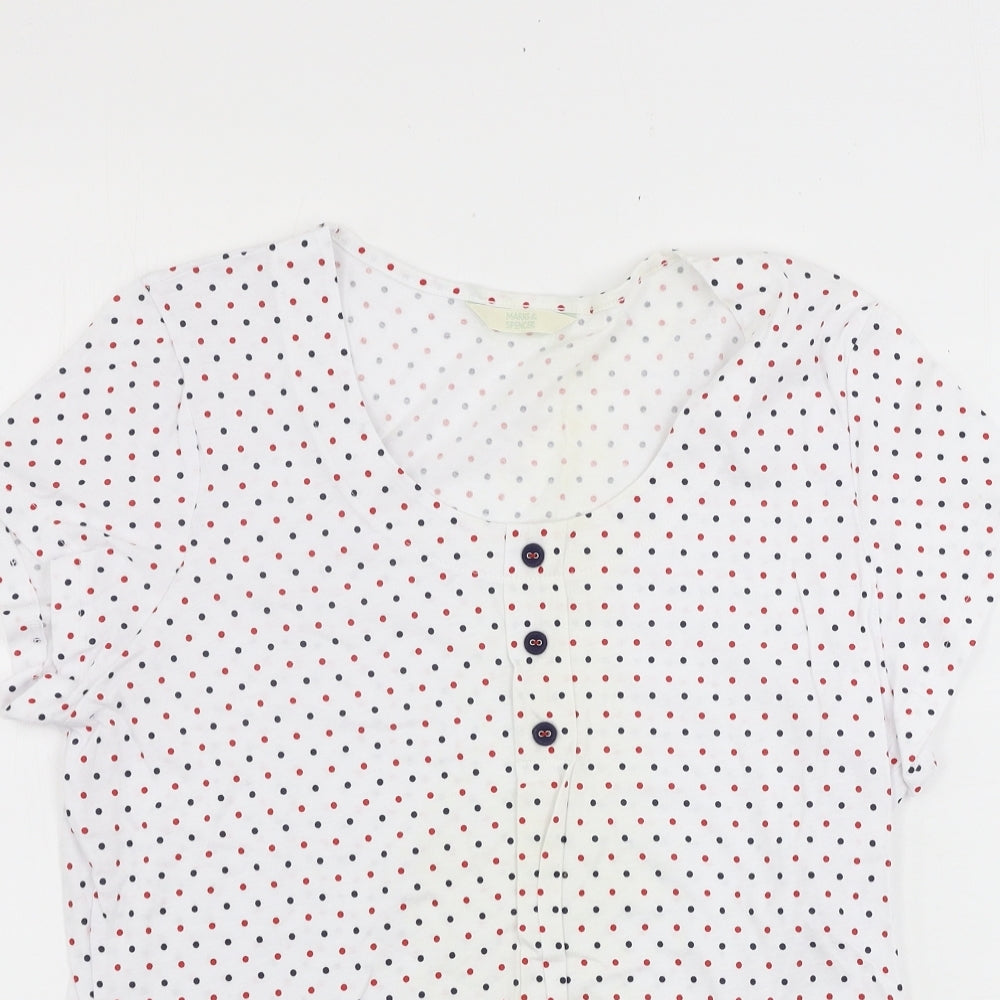 Marks and Spencer  Womens White Polka Dot  Basic T-Shirt Size 14
