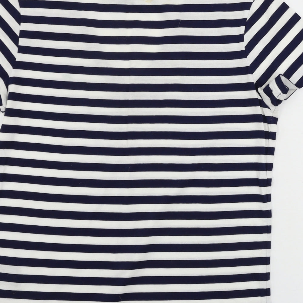 Ralph Lauren  Womens White Striped  Basic T-Shirt Size M