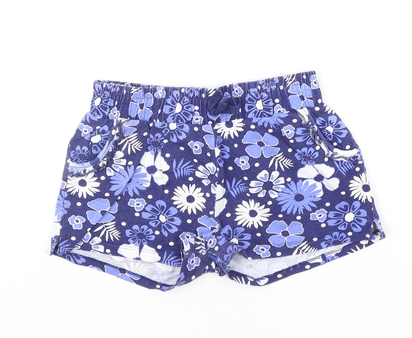 Marks and Spencer Girls Blue Floral  Sweat Shorts Size 10-11 Years