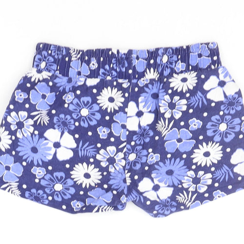 Marks and Spencer Girls Blue Floral  Sweat Shorts Size 10-11 Years