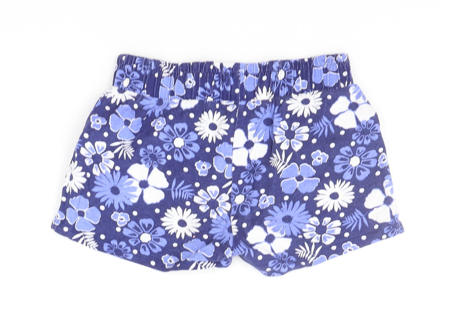 Marks and Spencer Girls Blue Floral  Sweat Shorts Size 10-11 Years