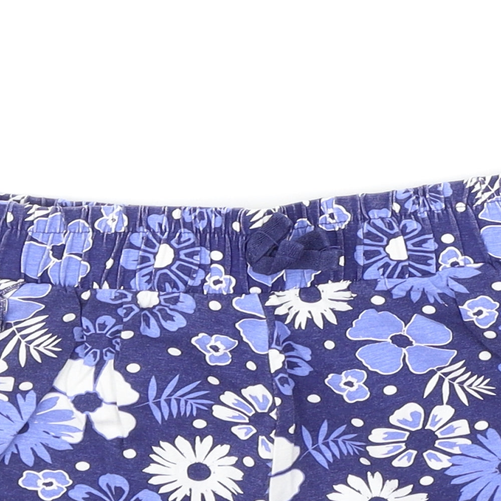 Marks and Spencer Girls Blue Floral  Sweat Shorts Size 10-11 Years