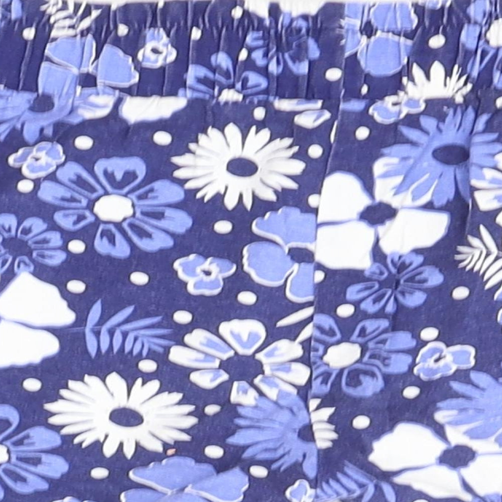 Marks and Spencer Girls Blue Floral  Sweat Shorts Size 10-11 Years