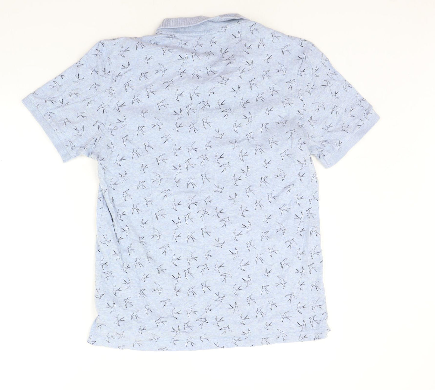 Marks and Spencer Mens Blue Geometric   Polo Size M  - BIRDS