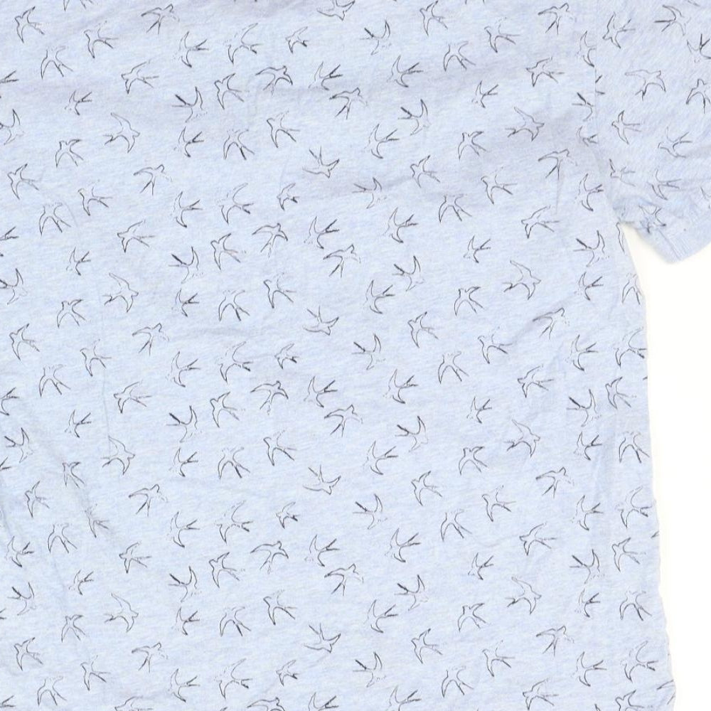Marks and Spencer Mens Blue Geometric   Polo Size M  - BIRDS