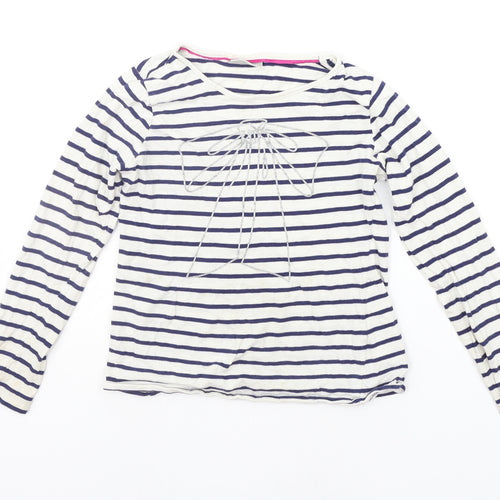 Matalan Girls White Striped  Basic T-Shirt Size 8-9 Years