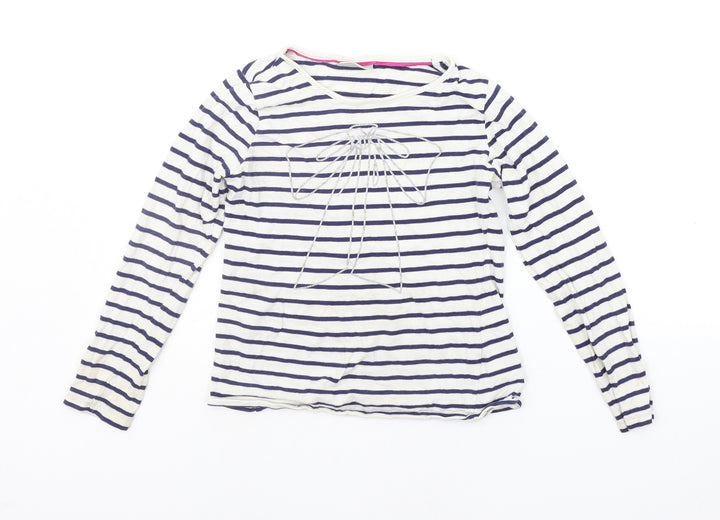 Matalan Girls White Striped  Basic T-Shirt Size 8-9 Years