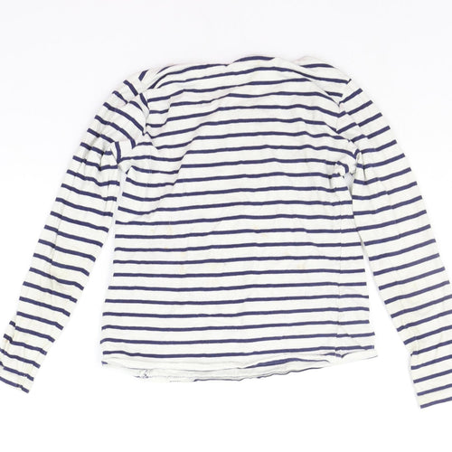 Matalan Girls White Striped  Basic T-Shirt Size 8-9 Years