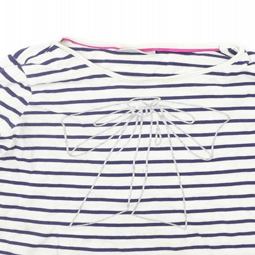 Matalan Girls White Striped  Basic T-Shirt Size 8-9 Years