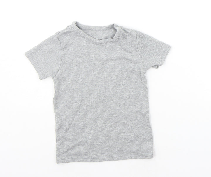 Marks and Spencer Boys Grey Houndstooth  Basic T-Shirt Size 6-7 Years