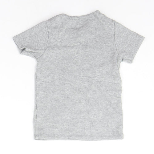 Marks and Spencer Boys Grey Houndstooth  Basic T-Shirt Size 6-7 Years
