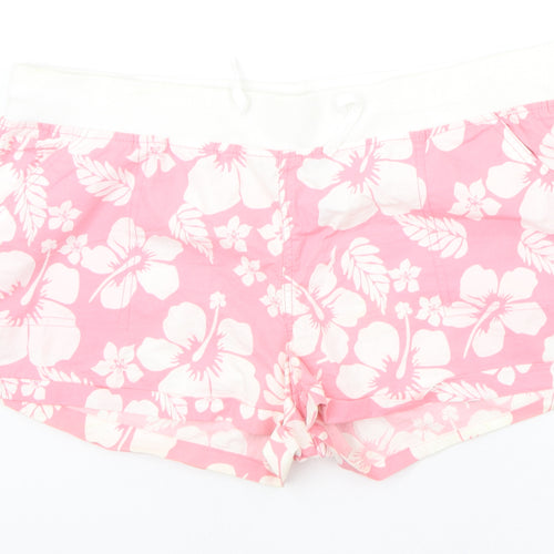 Denim & Co. Womens Pink Floral  Cut-Off Shorts Size 20