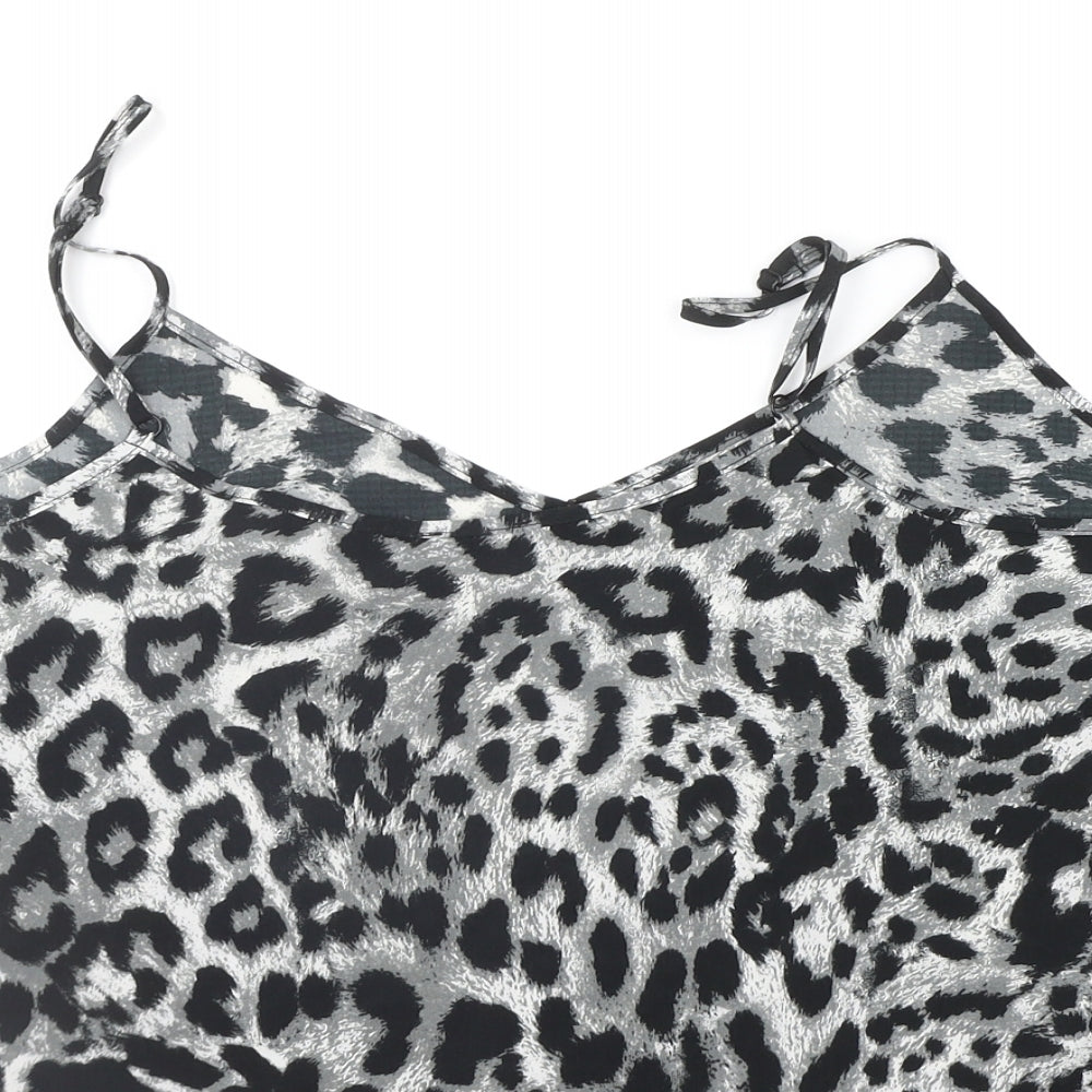 George Womens Grey Animal Print  Basic Tank Size 18