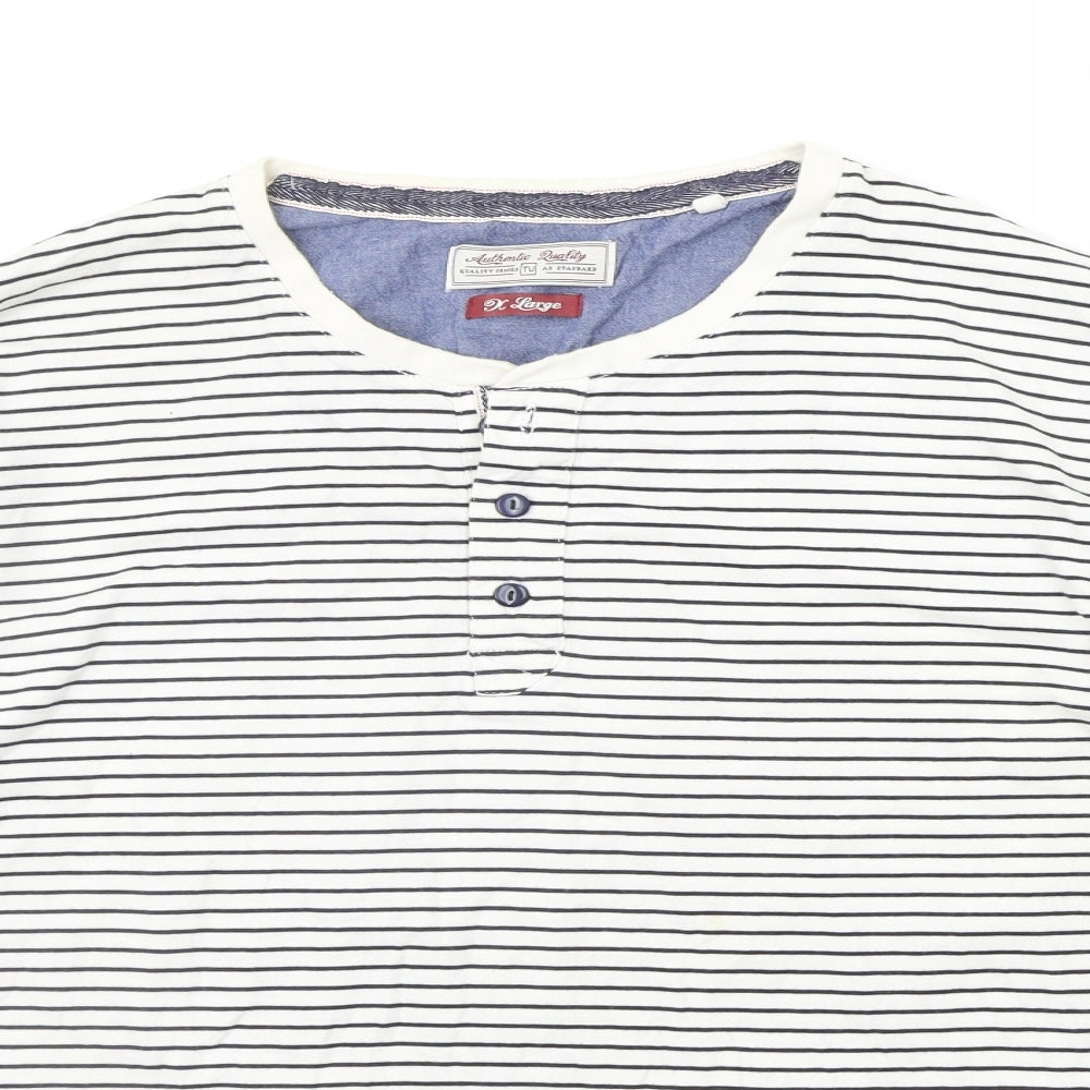 TU Mens White Striped   T-Shirt Size XL
