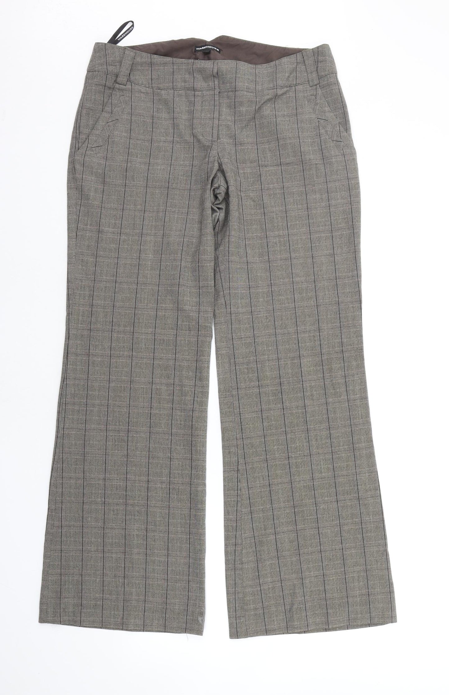 Warehouse Womens Brown Check  Trousers  Size 12 L29 in