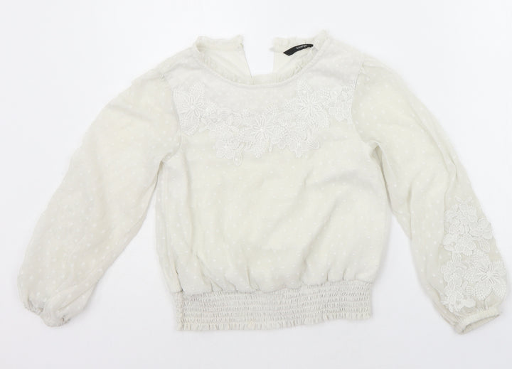 George Girls White   Basic Button-Up Size 7-8 Years