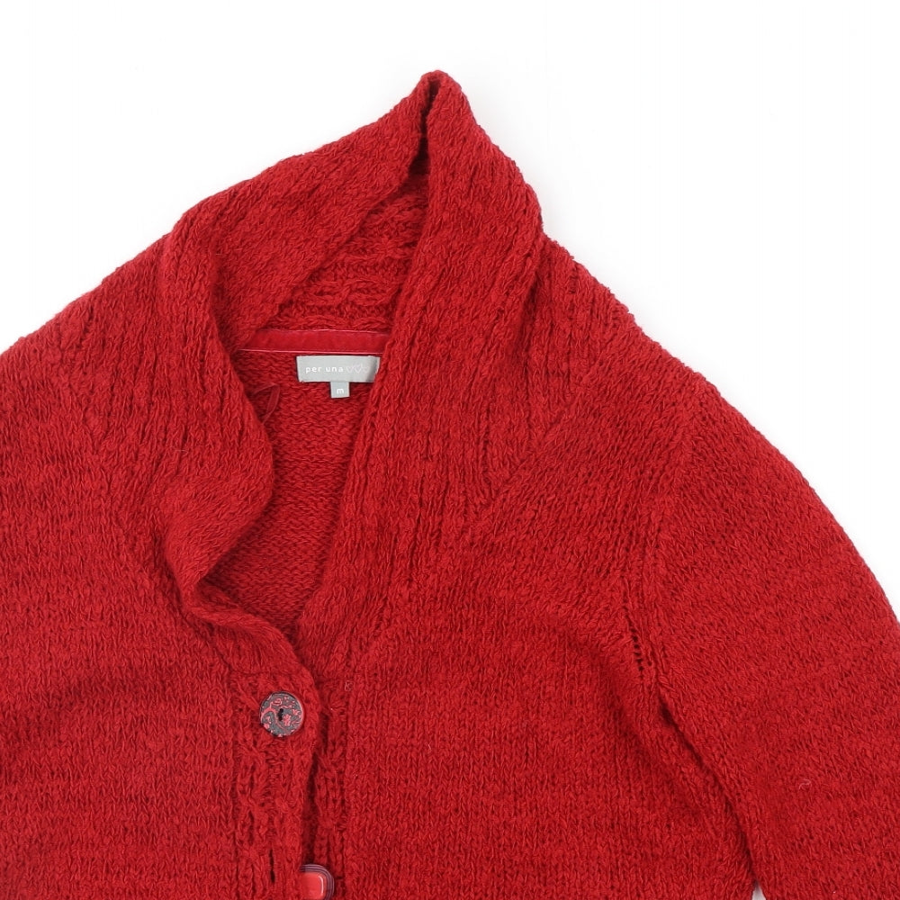 Per Una Womens Red   Cardigan Jumper Size M