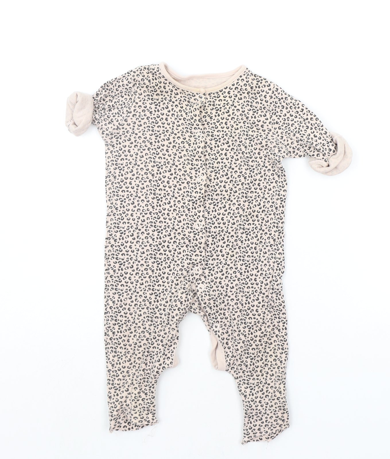 TU Baby Beige Animal Print  Babygrow One-Piece Size 3-6 Months