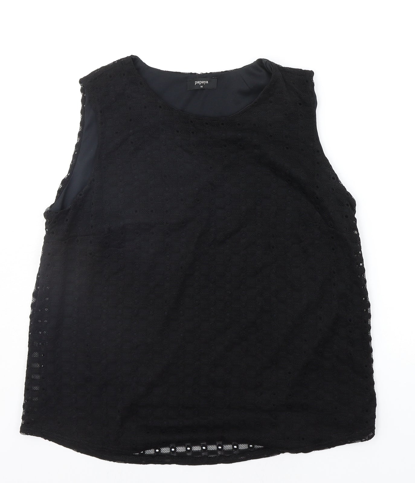 Papaya Womens Black   Basic T-Shirt Size 14