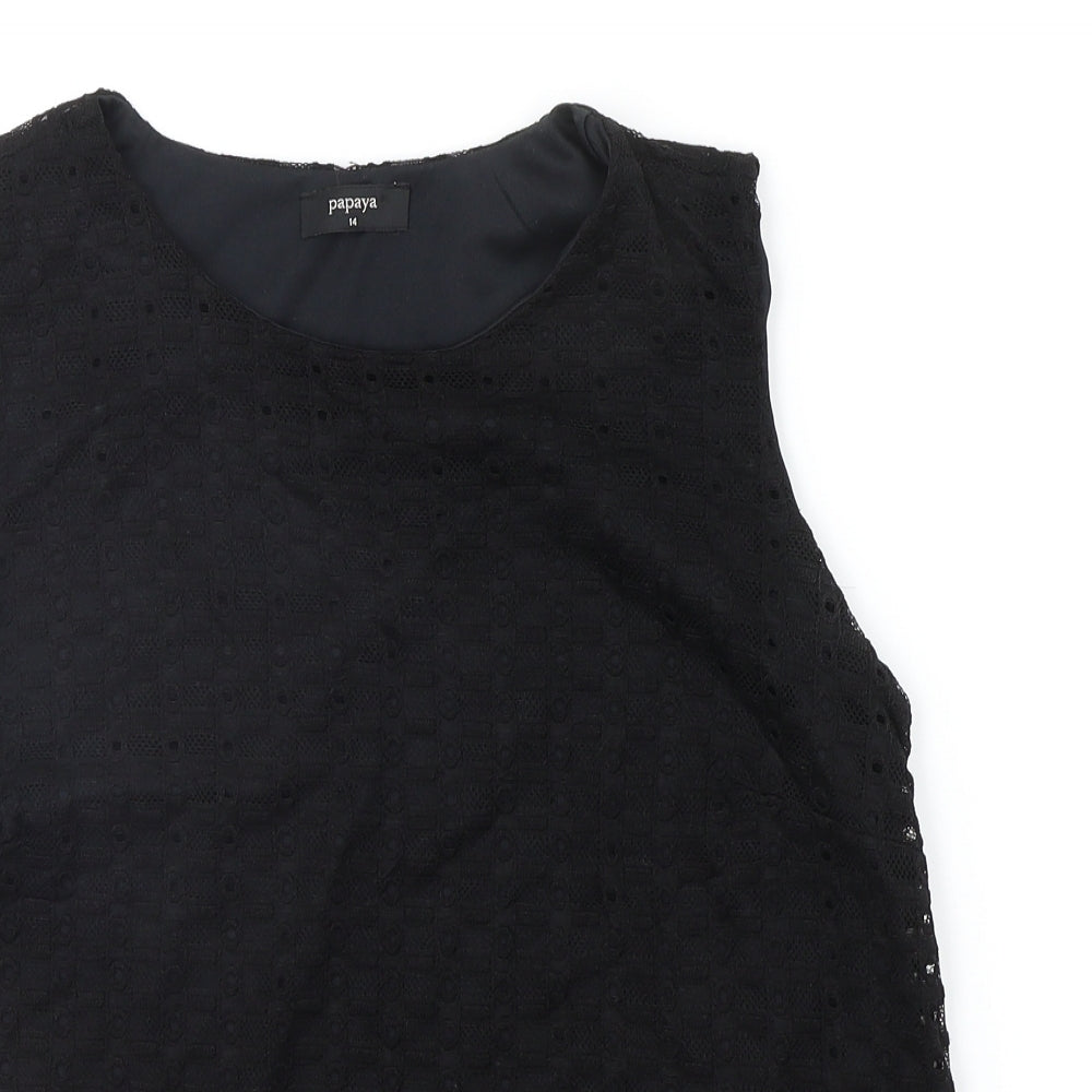 Papaya Womens Black   Basic T-Shirt Size 14