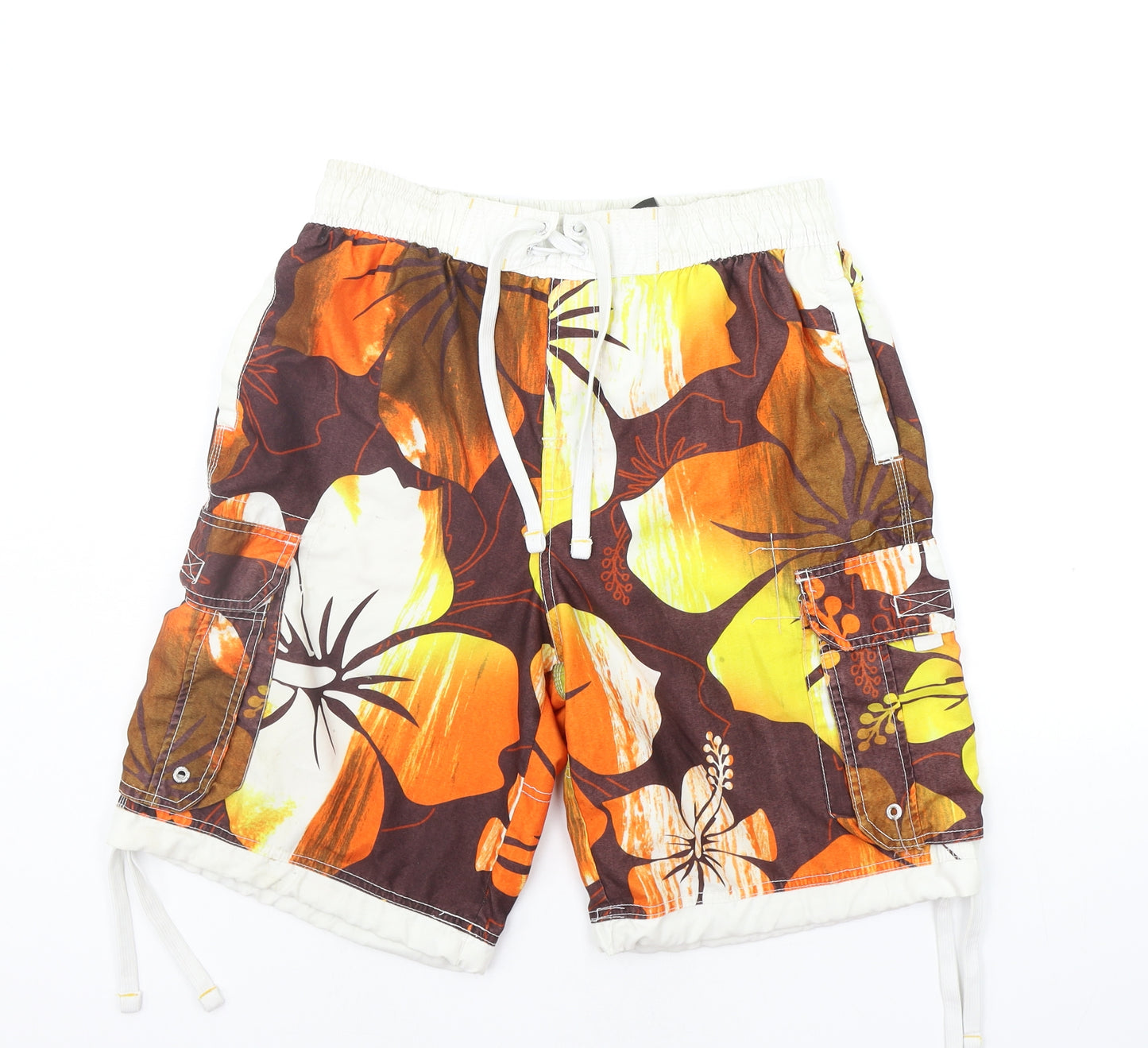 NEXT Mens Orange Geometric  Sweat Shorts Size M - SWIM SHORT