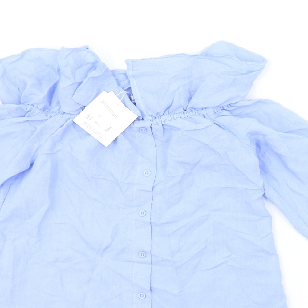 Missguided Womens Blue   Basic Button-Up Size 10