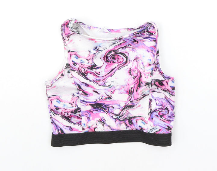 M&Co Girls Purple Geometric  Basic Tank Size 9-10 Years