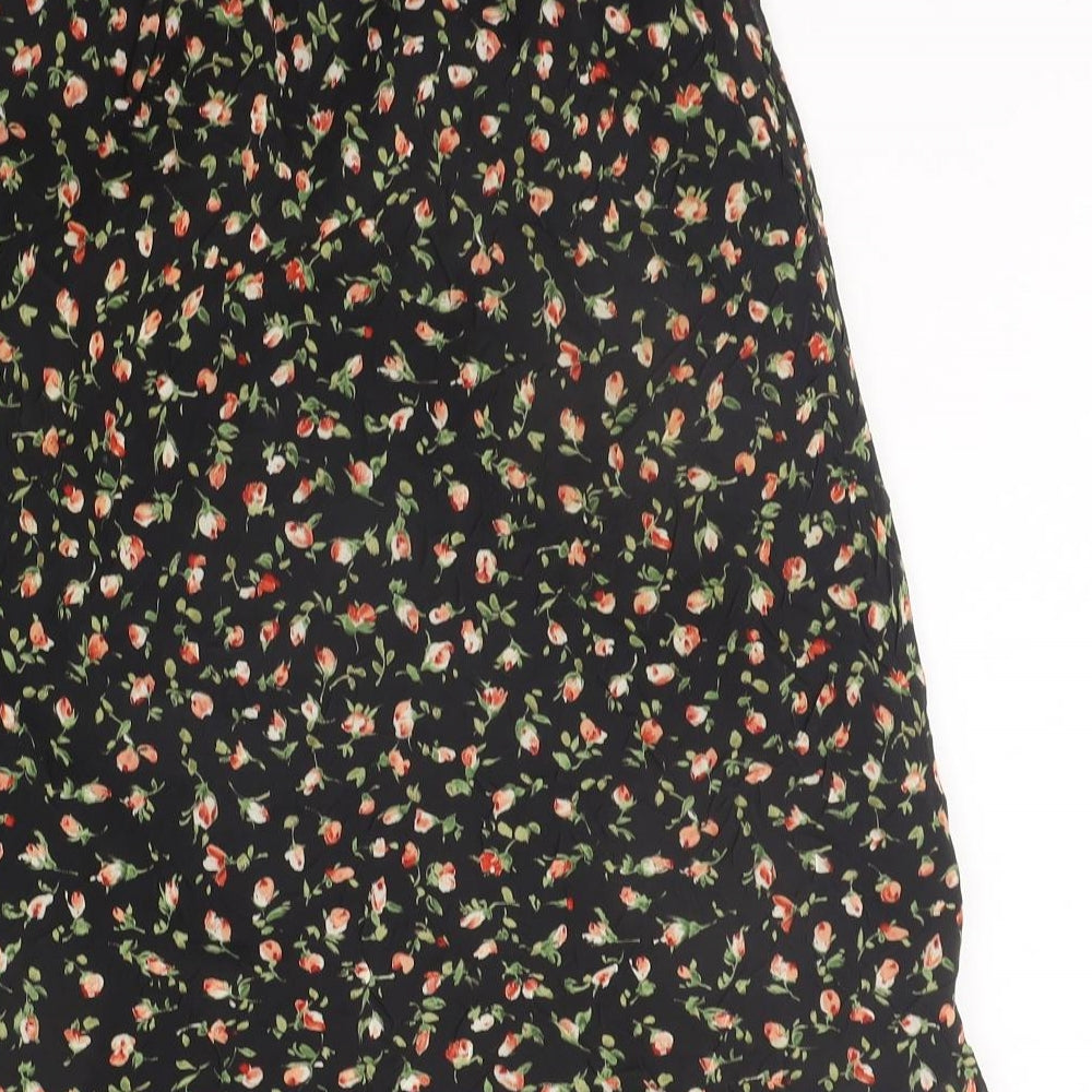 Monsoon Womens Black Floral  Flare Skirt Size 10