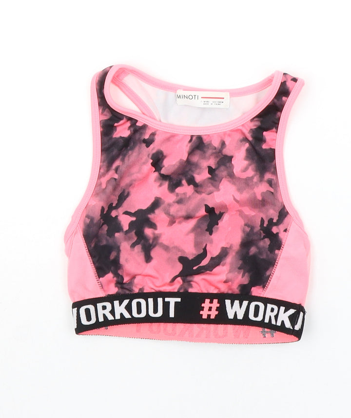 Minoti Girls Pink Geometric  Basic Tank Size 7-8 Years  - workout