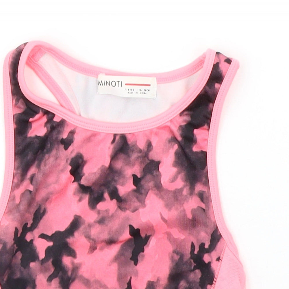 Minoti Girls Pink Geometric  Basic Tank Size 7-8 Years  - workout