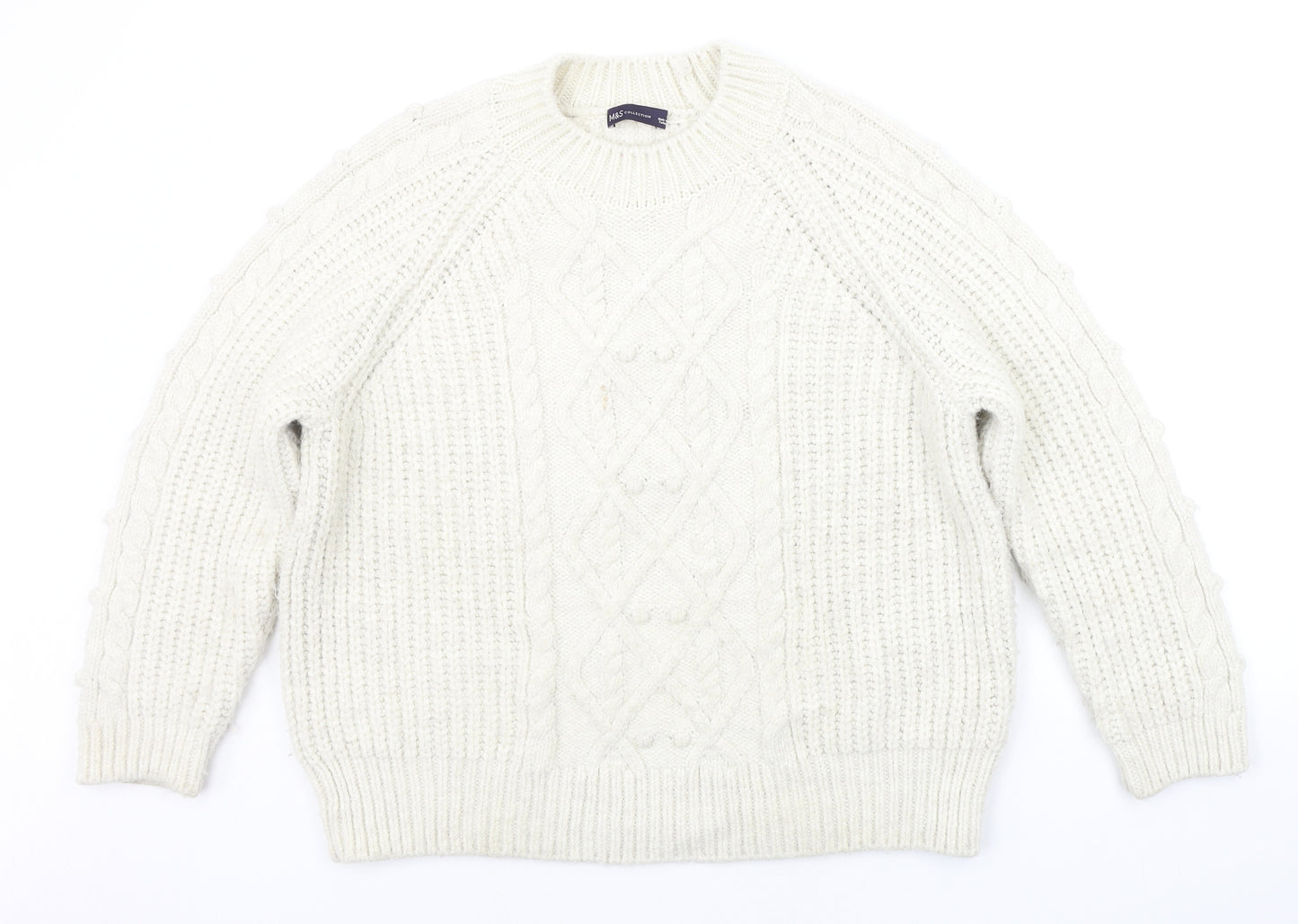 Marks and Spencer Womens White Houndstooth  Pullover Jumper Size L