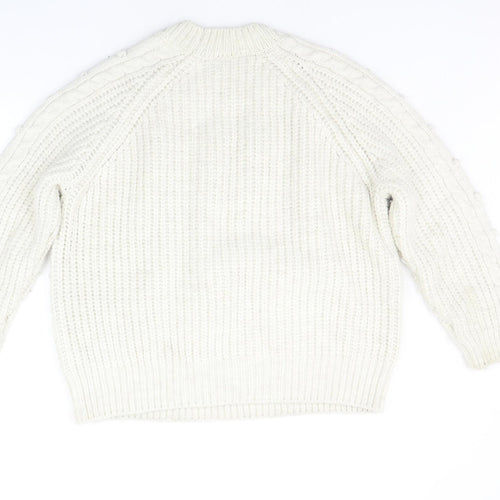 Marks and Spencer Womens White Houndstooth  Pullover Jumper Size L