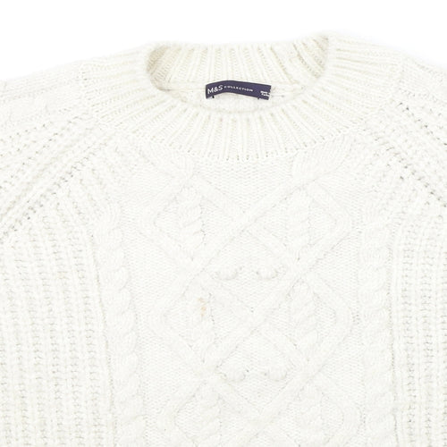 Marks and Spencer Womens White Houndstooth  Pullover Jumper Size L
