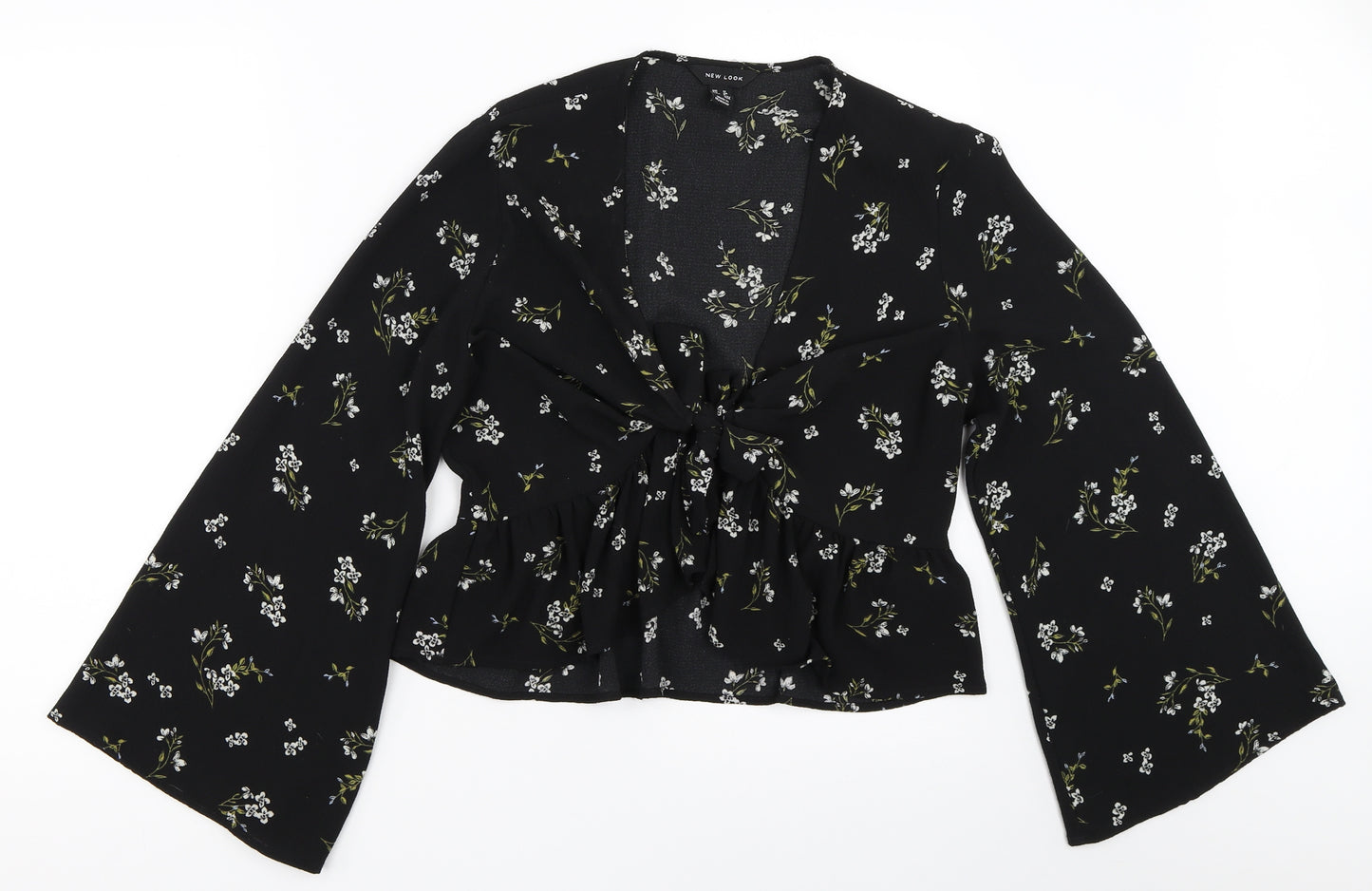 New Look Womens Black Floral  Basic Blouse Size 12