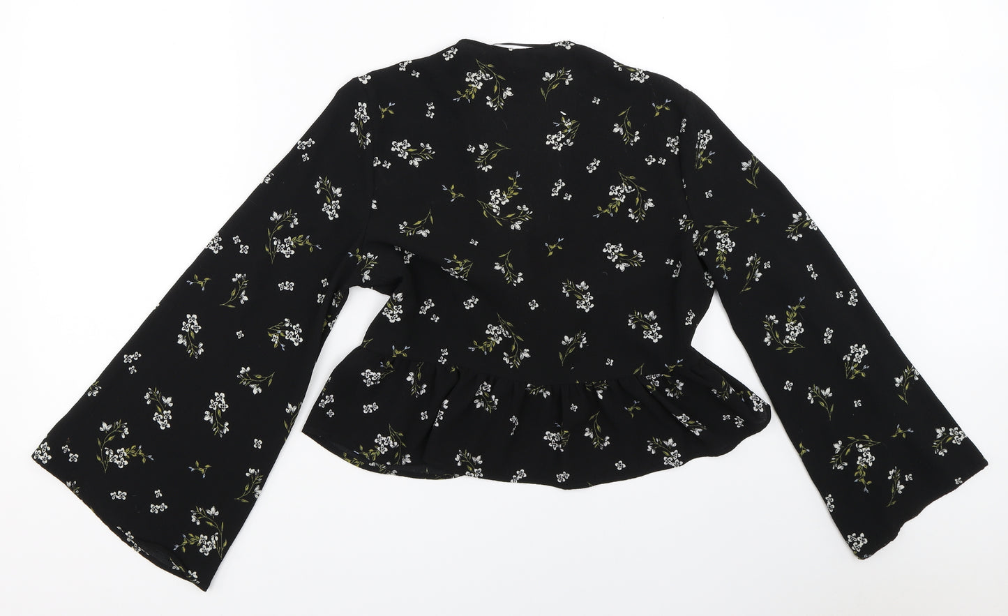 New Look Womens Black Floral  Basic Blouse Size 12