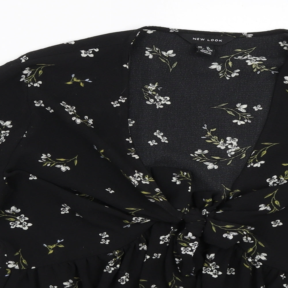 New Look Womens Black Floral  Basic Blouse Size 12
