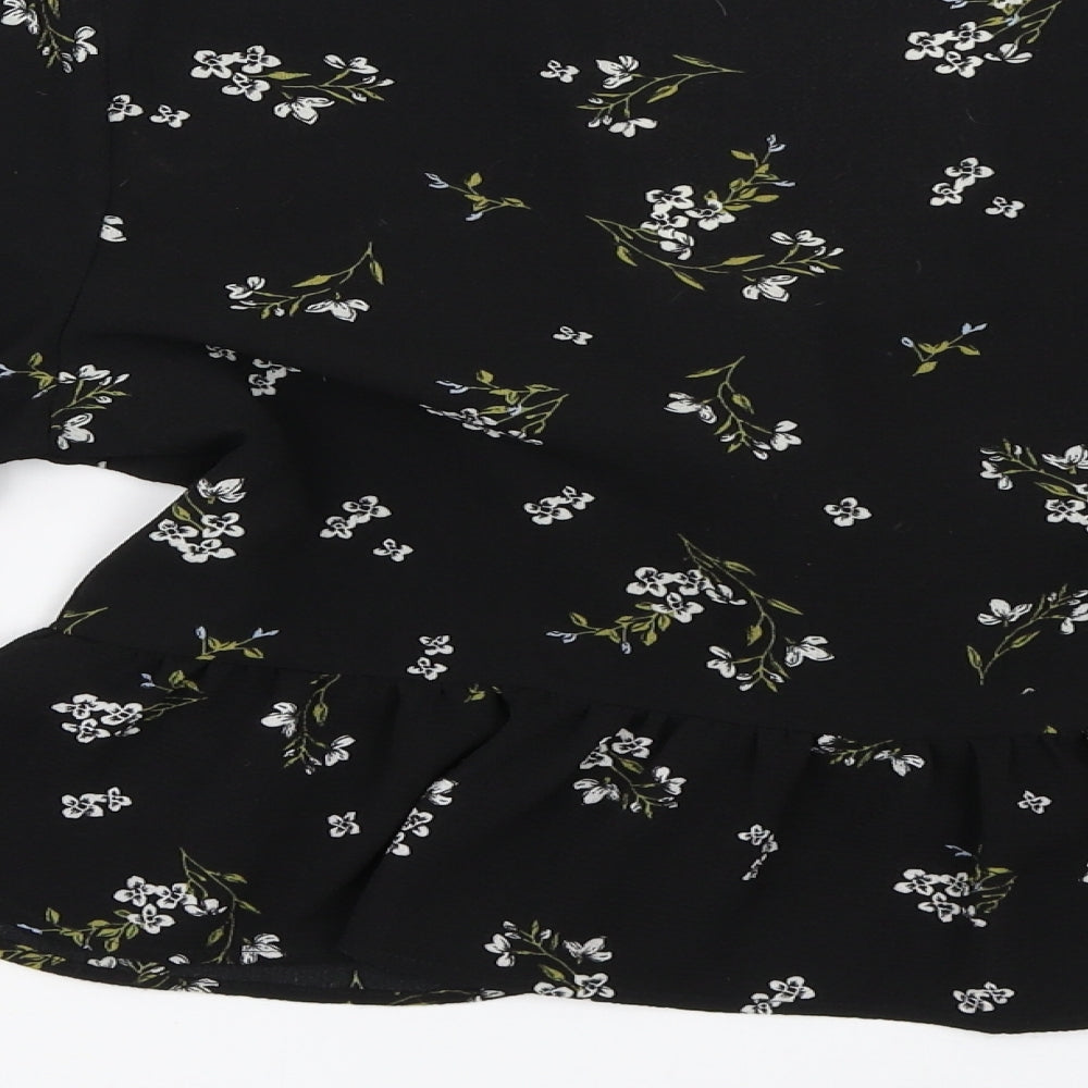 New Look Womens Black Floral  Basic Blouse Size 12