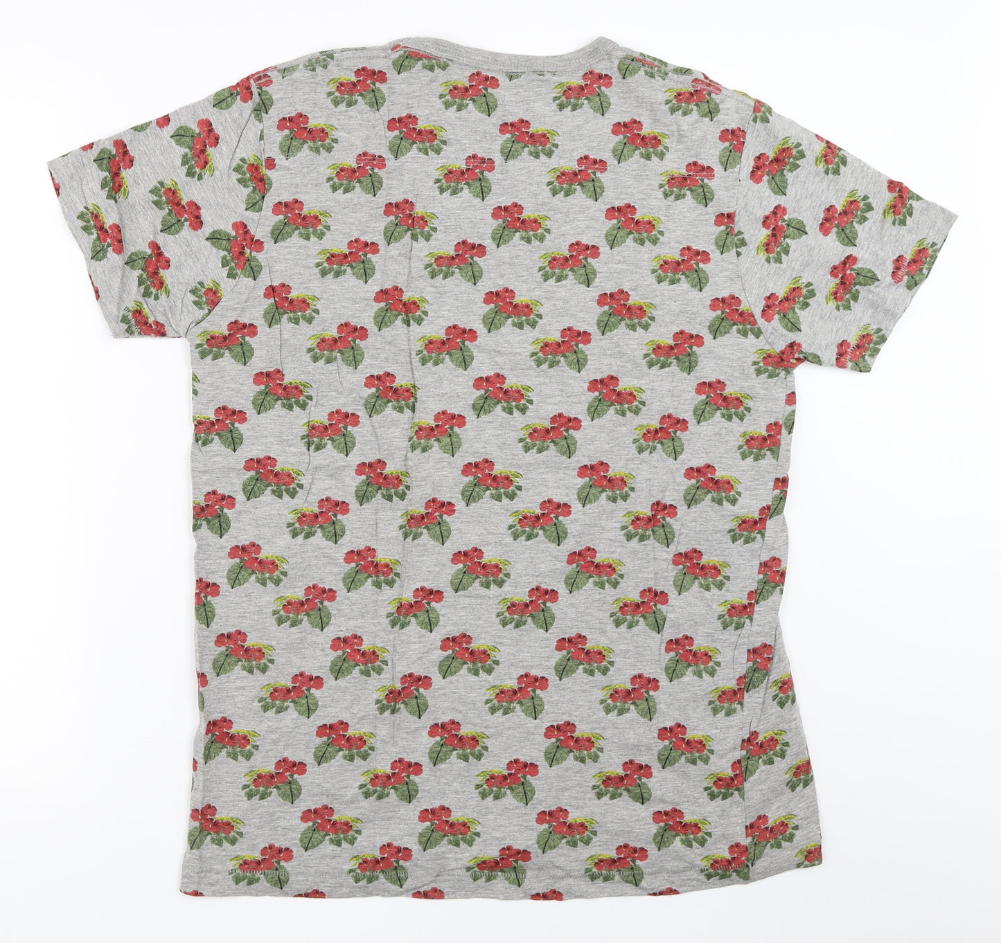 French Connection Mens Grey Floral   T-Shirt Size L