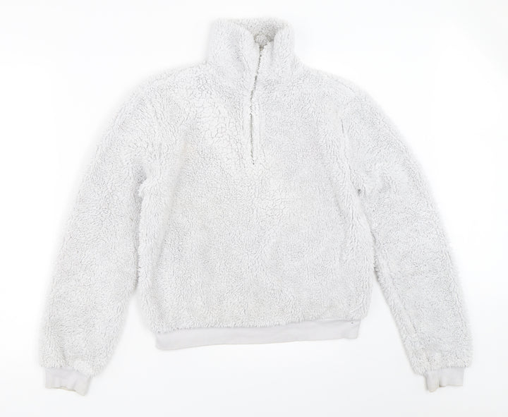 Topshop Womens Grey   Henley Sweatshirt Size 8