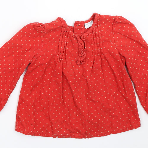 Mini Club Girls Red Polka Dot  Basic Blouse Size 3-4 Years